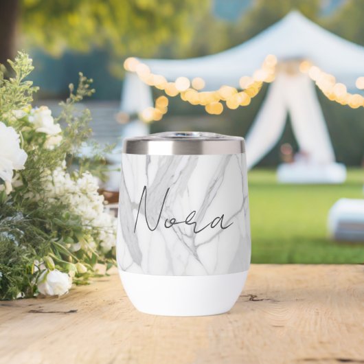 White Gray Personalized Marble Texture (ウェディング (回転後))