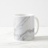 White Gray Personalized Marble Texture コーヒーマグカップ (正面右)