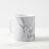 White Gray Personalized Marble Texture コーヒーマグカップ (正面左)