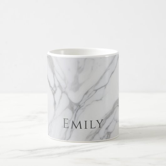 White Gray Personalized Marble Texture コーヒーマグカップ (中央)