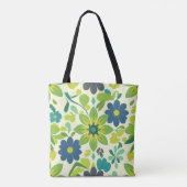 White Green and Blue Floral Tote Bag トートバッグ (裏面)