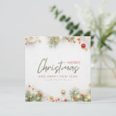 White Green and Red Simple Merry Christmas シーズンカード (スタンド正面)