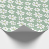 White Green Daisy Pattern  ラッピングペーパー (角)