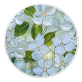 White Green Floral セラミックノブ (正面)