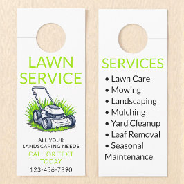 White Green Lawn Care and Service Professional ドアノブサイン