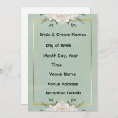 White & Green Modern Minimalist Wedding Invitation 招待状 (正面/裏面)
