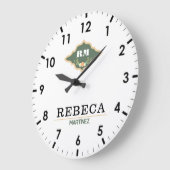 White Green Monogram Crest Luxury Gift ラージ壁時計 (傾斜)