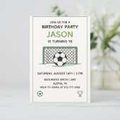 White & Green Soccer Birthday • Boys Sports Party 招待状 (スタンド正面)