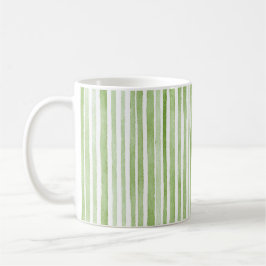 White Green Stripes コーヒーマグカップ