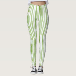 White Green Stripes レギンス