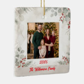 White Greenery Family Photo Christmas Ceramic セラミックオーナメント (右)