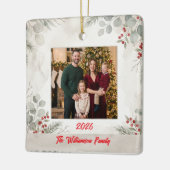 White Greenery Family Photo Christmas Ceramic セラミックオーナメント (左)