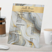 White Grey Gold Marbled Beauty Salon Price List 台座サイン (インサイチュ)