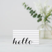 White grey simple elegant minimalist "hello" card 名刺 (スタンド正面)