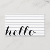 White grey simple elegant minimalist "hello" card 名刺 (正面)
