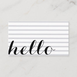 White grey simple elegant minimalist "hello" card 名刺