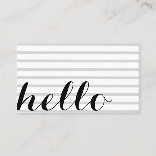White grey simple elegant minimalist "hello" card 名刺 (正面)