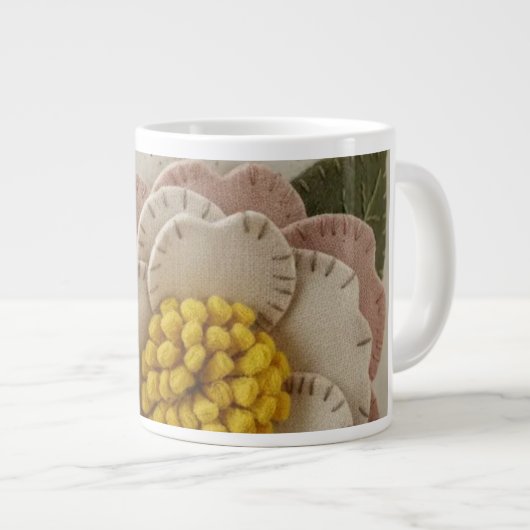 White Handmade Mug – Minimal Aesthetic Coffee Cup ジャンボコーヒーマグカップ (正面右)