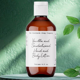 White Handwritten Look Cosmetics Bottle Label ラベル