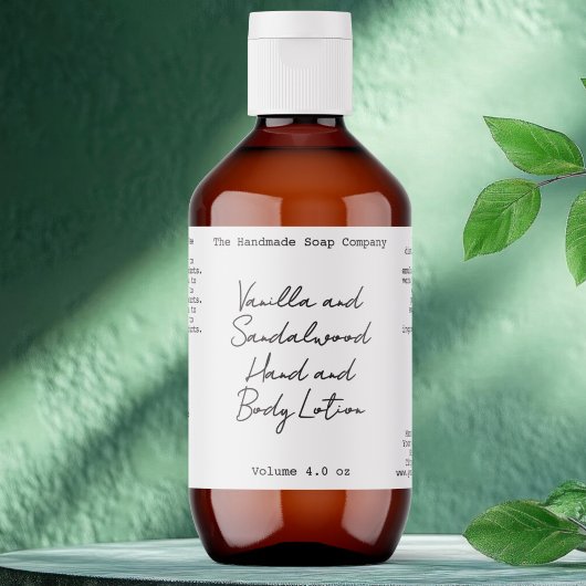 White Handwritten Look Cosmetics Bottle Label ラベル