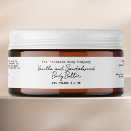 White Handwritten Minimalist Body Butter Jar Label ラップアラウンドラベル