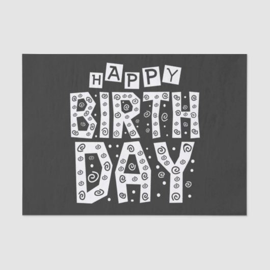 white happy birthday typography text 薄葉紙 (正面)