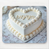White Heart Cake For Engagement マウスパッド (正面)