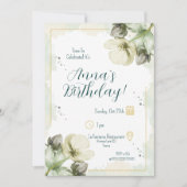 White Hellebore Watercolour Florals Birthday 招待状 (正面)