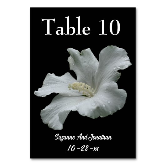 White Hibiscus Flower Wedding  テーブルナンバー (正面)