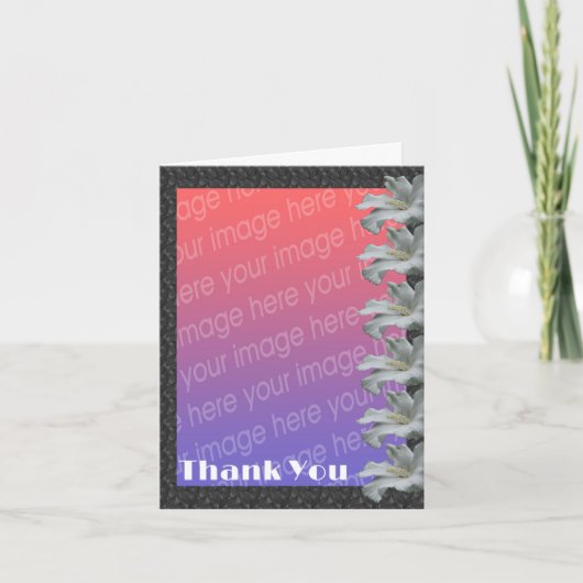 White Hibiscus Flowers Wedding Photo  サンキューカード (正面)