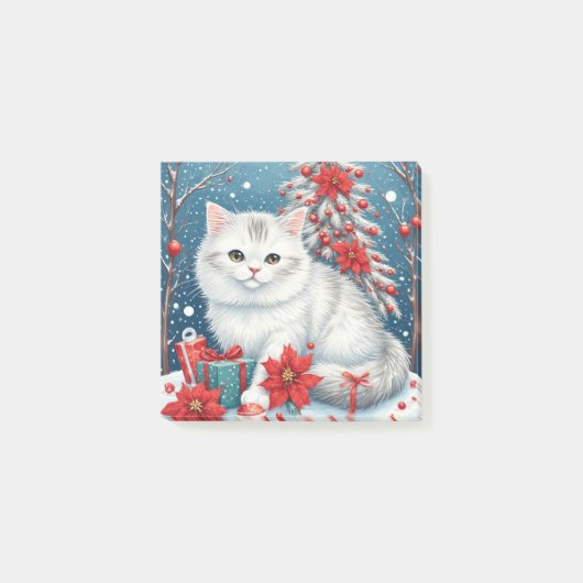 White Holiday Cat ポストイット (正面)