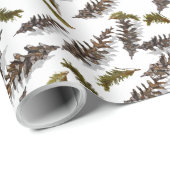 White Holiday Winter Pinecones Wrapping Paper ラッピングペーパー (ロールコーナー)