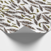 White Holiday Winter Pinecones Wrapping Paper ラッピングペーパー (角)
