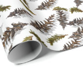 White Holiday Winter Pinecones Wrapping Paper ラッピングペーパー (ロールコーナー)