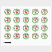 White Holly Leaves Custom Initials Holiday Sticker ラウンドシール (シート)