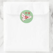 White Holly Leaves Custom Initials Holiday Sticker ラウンドシール (バッグ)