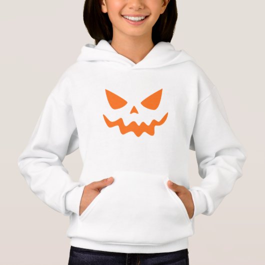 White Hoodie with Orange Pumpkin Face  (正面)