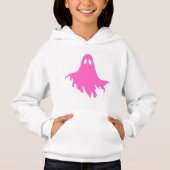 White Hoodie with Pink Ghost – Cute & Cozy Graphic (正面)