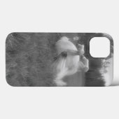 White Horse 転が in Grass B&W写真BC Ranch Case-Mate iPhoneケース (裏面 (横))