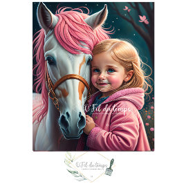 White horse and Little Cutie in a pink coat 薄葉紙
