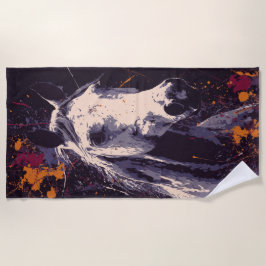 White Horse Art – Modern Paint Splash Design ビーチタオル