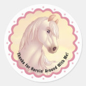 White Horse Birthday Party Favor Thank You ラウンドシール (正面)