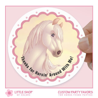White Horse Birthday Party Favor Thank You ラウンドシール