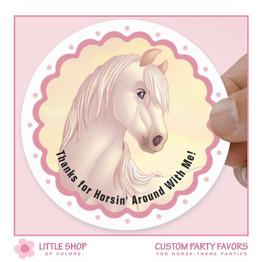 White Horse Birthday Party Favor Thank You ラウンドシール