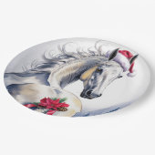 White Horse Christmas Paper Plate ペーパープレート (アングル)