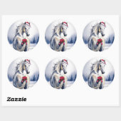 White Horse Christmas Sticker ラウンドシール (シート)
