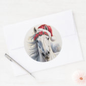 White Horse Christmas Sticker ラウンドシール (封筒)