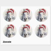 White Horse Christmas Sticker ラウンドシール (シート)