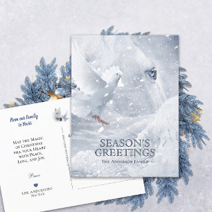 White Horse & Dove on Ice, Holidays Winter Magic - ポストカード