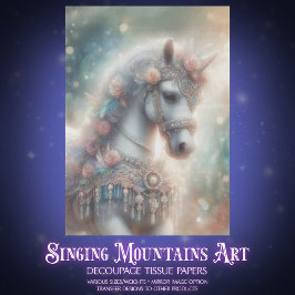 White Horse Fantasy Animal Craft Decoupage 薄葉紙